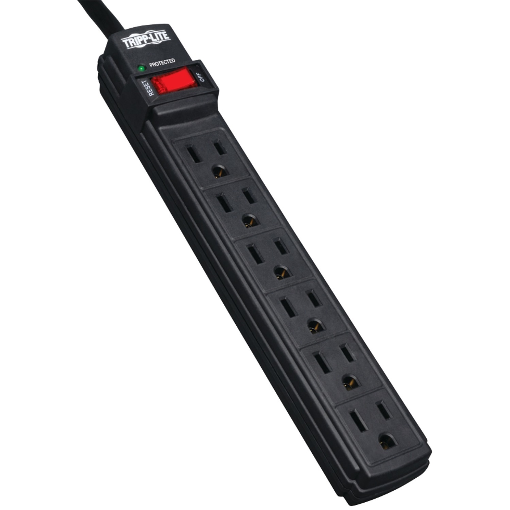 Tripp Lite, 6-Outlet Surge Protector, Cord Length 6 ft, Cable Gauge 14 Amps 15 Model# TLP6B